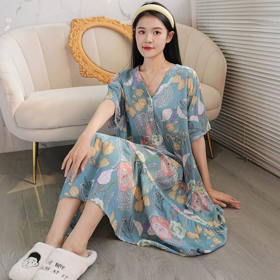 BX101 ネグリジェ 春夏秋 長袖ワンピース 花柄 可愛い部屋着 BX101 ネグリジェ 春夏秋 長袖ワンピース 花柄 可愛い部屋着